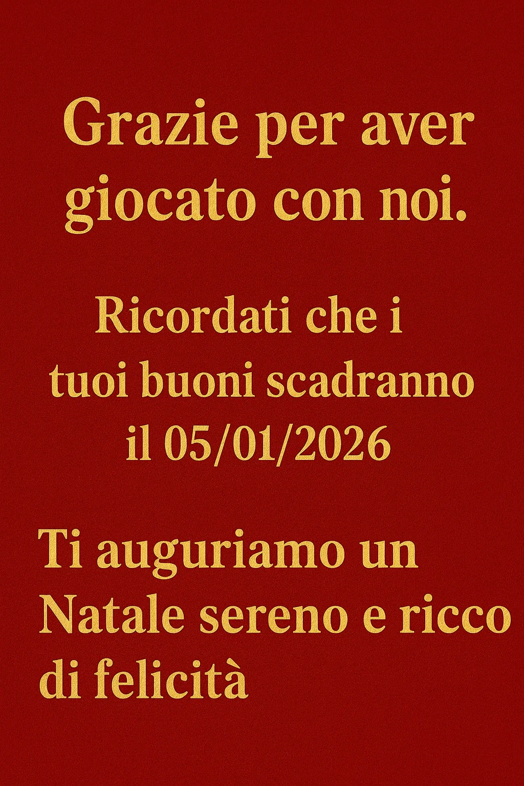 Grazie per aver giocato